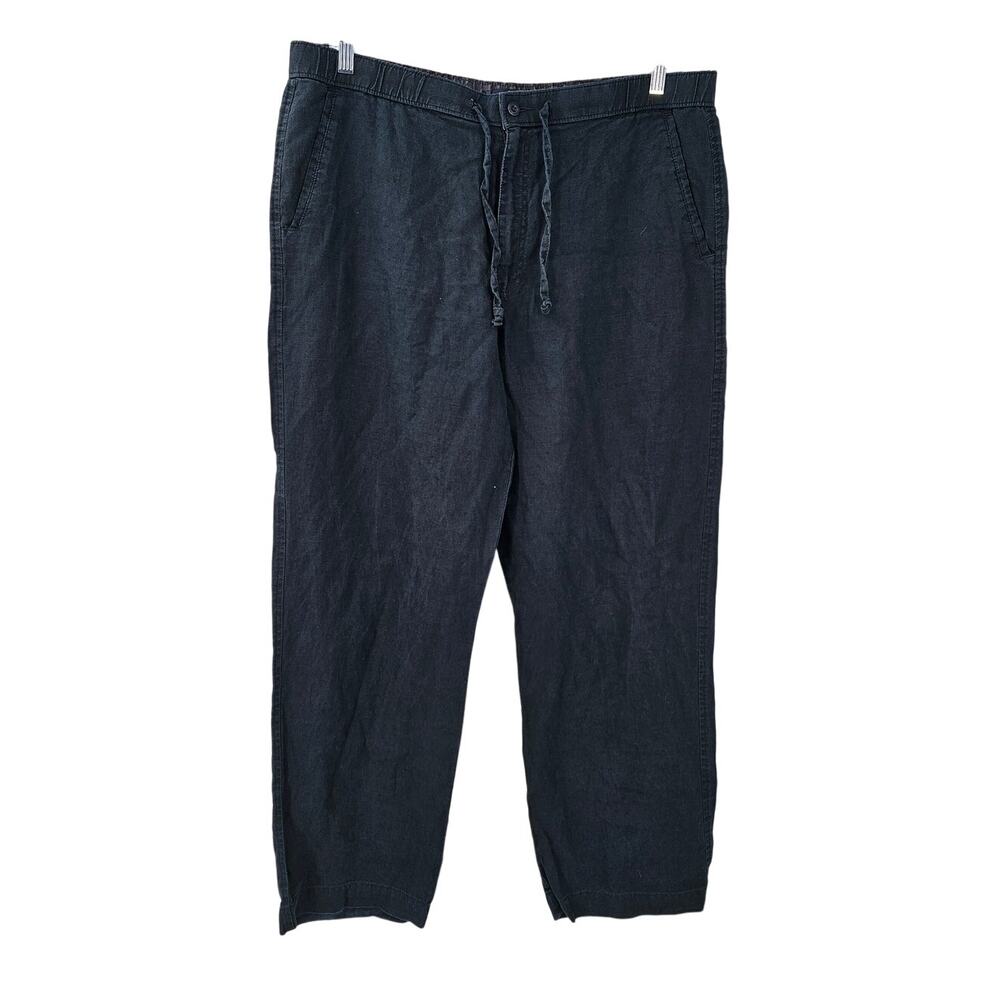 Blue Harbour Navy Linen Trousers Womens 38 / 31 Relaxed‑Fit Beach Vacation Pant